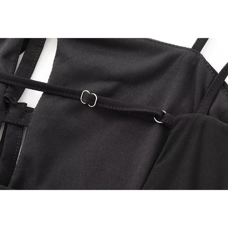 Kaslead New Arrival Women's Clothing Fashion Style Open Back Elegance Sleeveless Sling Short Dress 0085804