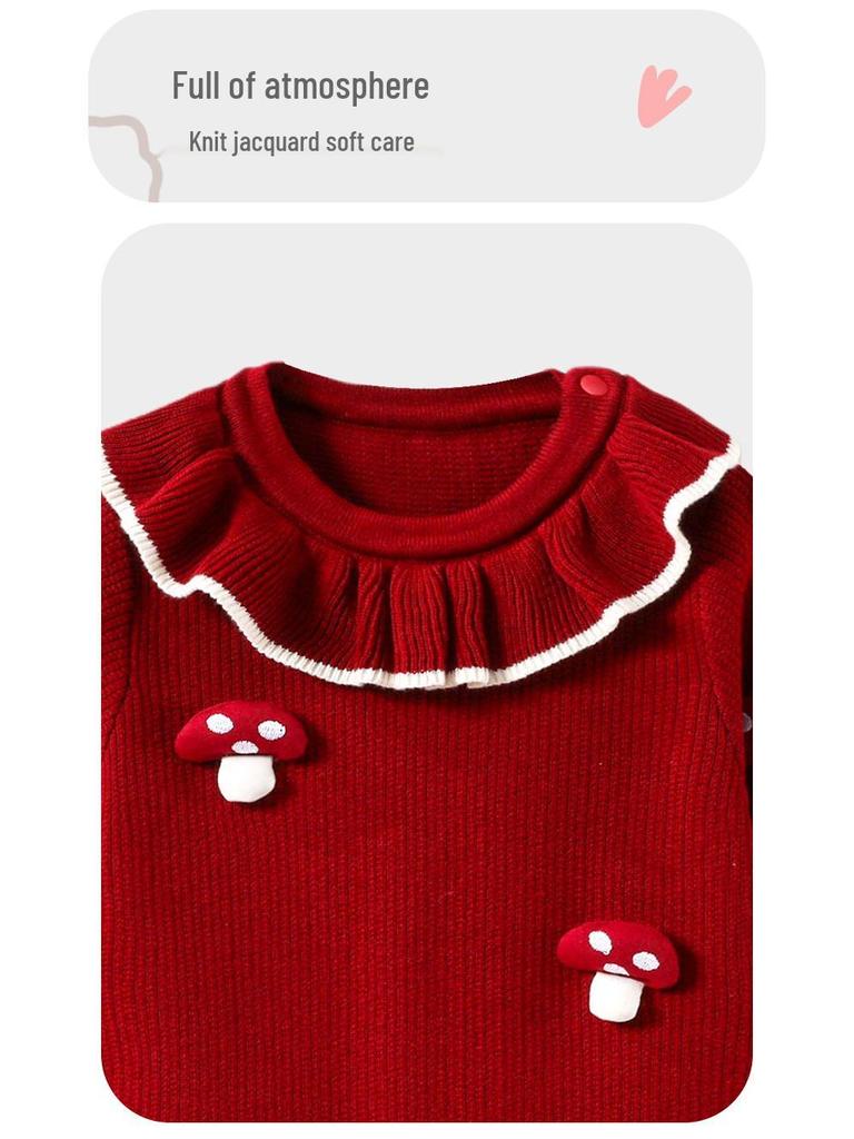 Red Romper: Autumn/Winter New Year's & First Birthday Formal Outfit for Babies