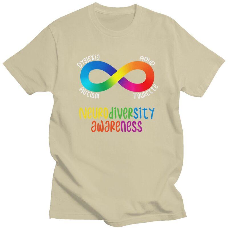 T-shirt Consapevolezza Neurodiversità Maschile ADHD Autismo Dislessia Tourette Manica Corta Cotone T-shirt Casual Larga Oversize