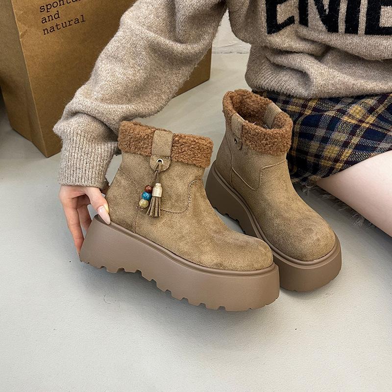 Women's Soft Elastic Winter Warm Cold Padded Snow Boots Thick Soles Non-slip Wear Outdoor Leisure Sports Furry Mouth Cotton Boots