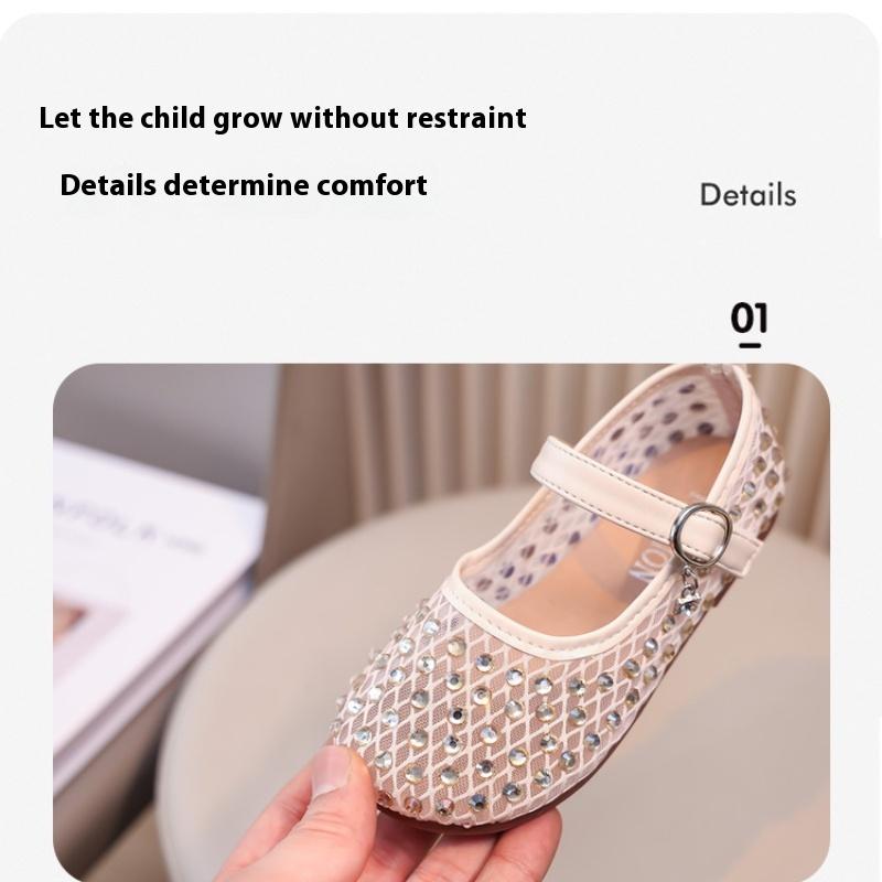 Spring and Summer New Fashion Rhinestone Shallow Mouth Girls Soft Sole Casual Leather Shoes