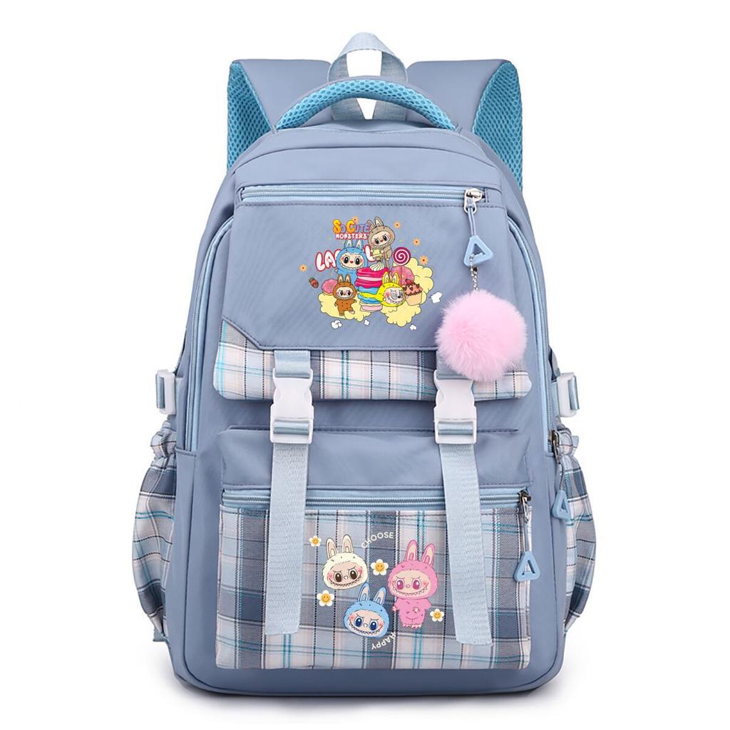 New Trend Labubu Printed Backpack Junior High School High School Student Large Capacity Student School Bag
