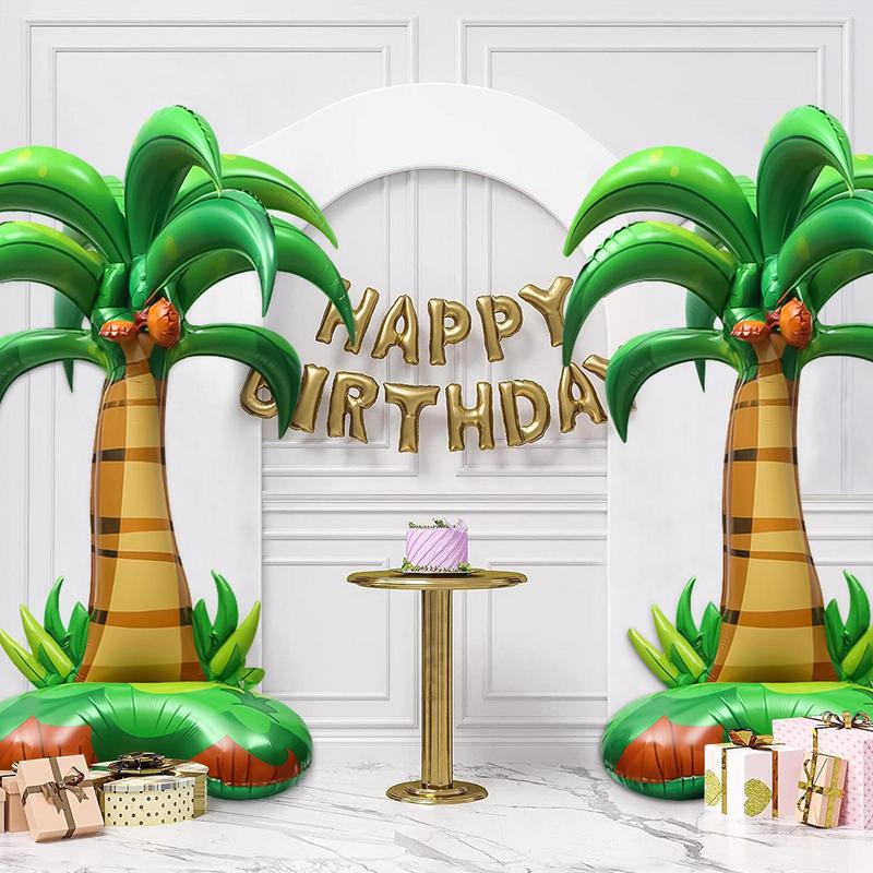 4D Palm Tree Foil Balloon Cartoon Standing Tropical Balloon Realistic Balloon Hawaiian Amusement Park Wedding Summer Party Decor