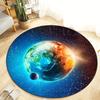 Large Round Rug 3D Starry Sky Earth Universe Map Non-Slip Astronomy Themed Floor Mat for Living Room Bedroom Soft Blue Planet
