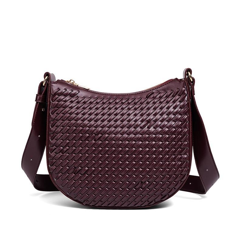 

Japanese Korean Women s Bags 2026 Trendy Knitting Effect Fashionable All-matching Semi-round Single-shoulder Cross-body Bag Women вино красного