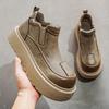 Men's Slip-On Retro Leather Casual Shoes Thick Sole Fashion Ankle Boots Comfortable Daily Wear Footwear