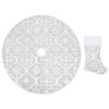 VidaXL Jupe de sapin de Noël de luxe avec chaussette Blanc 90 cm Tissu