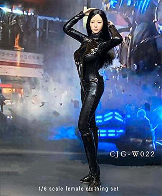 Figure Beautiful Woman Sexy Black Leather Clothes and One Piece Full Body Underwear Set Head and Shoes Not [TOYBARJAPAN] 1/6 Accessories/CJG-W022