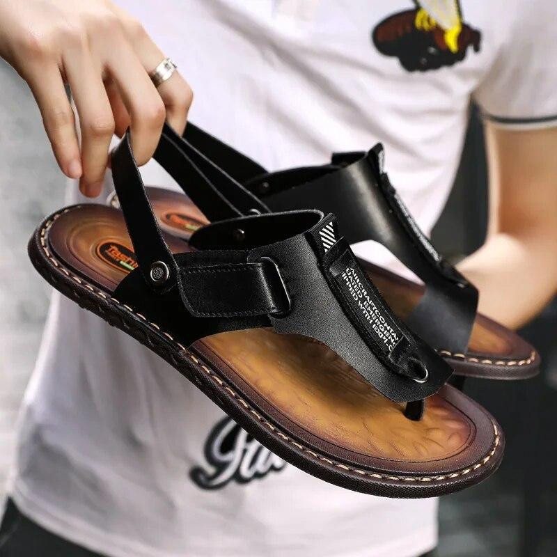 Moda Estate Uomo Outdoor Infradito Uomo Comode Scarpe Casual Uomo Pelle Scarpe da Spiaggia Sandalia Masculina Taglia 47 Pantuflas
