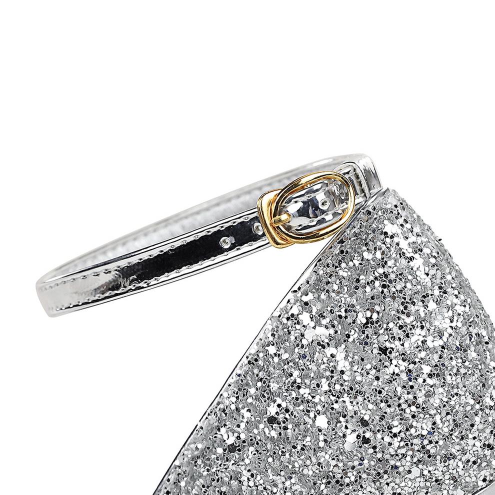 Women's Shoes with Thick Heels, High Heels, Waterproof Platform, Shallow Mouth, Square Toe, Sequins, Straight Strap, Single Shoe