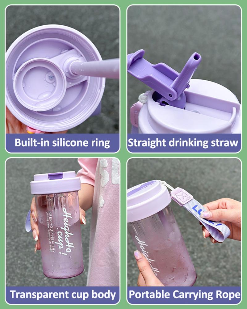 New Large Capacity Straw Plastic Water Bottle With Tea Infuser Filter Cute Portable Drinking Bottle Coffee Mugs Juice Milk Cup