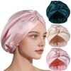 Damen Satin Haarnetz für die Nacht Verstellbar Elastisch Seidenzöpfe Langes Lockiges Haar Wickel Einfarbige Atmungsaktive Haarpflege Nachtmütze