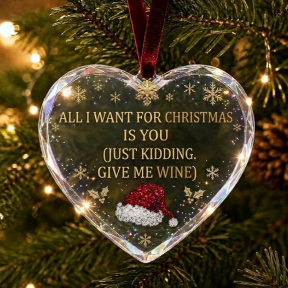 Hanging Christmas Acrylic Heart Ornament Acrylic Transparent Ball Creative Heart Shape Love Attitude Slogan Pendant