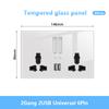 White LED Indicator Light Switch Panel Glass Piano Key Self-reset Wall Switch socket,UK FR EU Universal USB Electrical Outlet