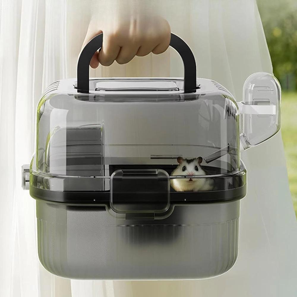 Large Capacity Hamster Travel Cage Translucent Hedgehog Carrier  For Rats Guinea Pigs Rabbit