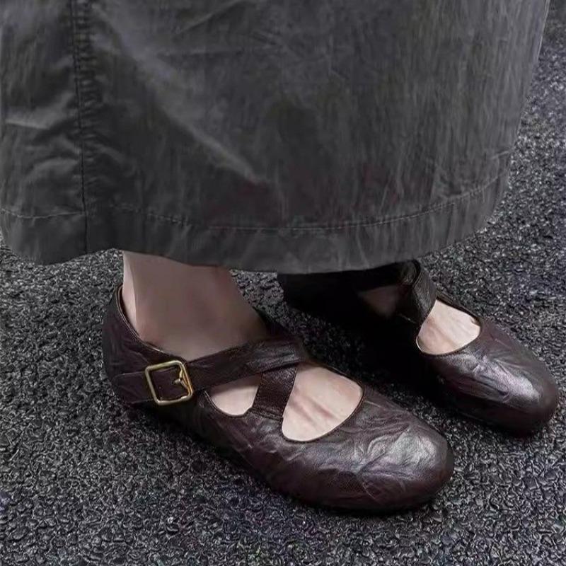 Fashion Women Ballet Dance Shoes Leather Flats Shallow Shoes Woman 2024 Trend Autumn Casual Shoes New Dress Cozy Brand Mujer Zapatillas
