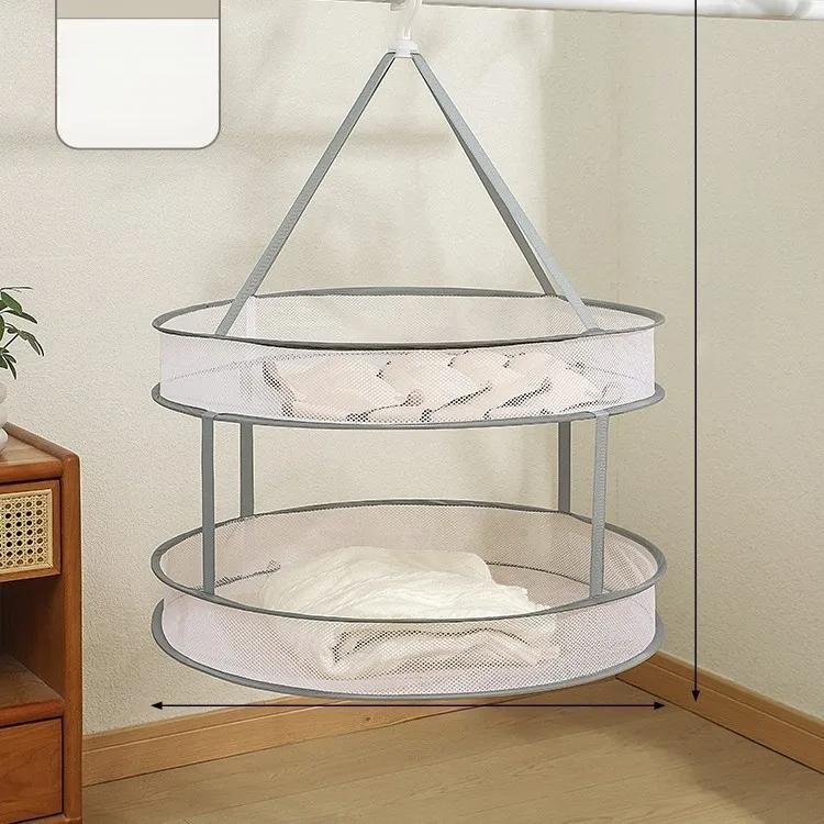 Home Clothes Drying Net, Balcony, Socks Drying, Underwear, Windproof Folding, Double-Layer Clothes Drying, Flat Net, Washable