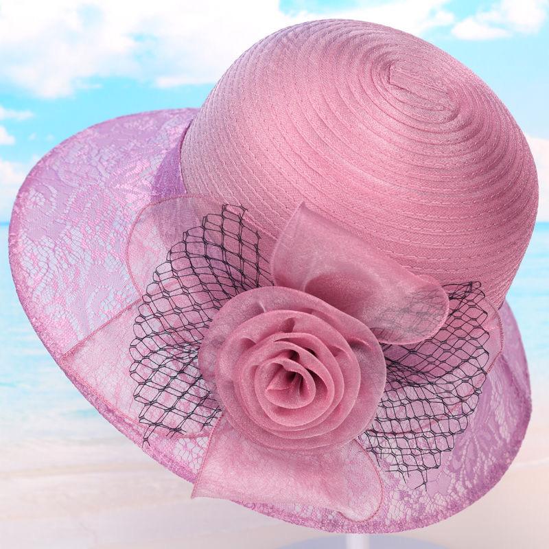 Wide Brim Sun Hat - Sun Hats for Women with Breathable Lace Mesh Dome, Anti-UV Protection, and Charming Flower Accents for Beach, Outdoor