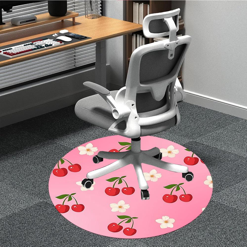 

1PC Cherry Pink Office Round Area Rug, Indoor Mat Suitable For Office, Under Office Chairs Bedroom Living Room Home Decor, Room Deco 211 80cm by 80cm