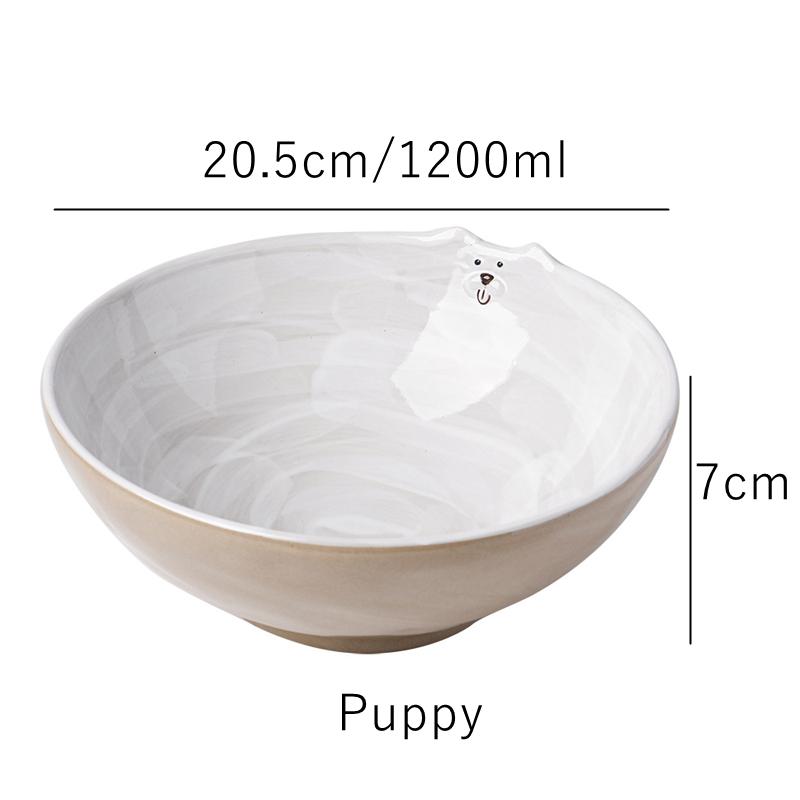 8 Inch Ceramic Ramen Bowl Hand-painted Animal Noodle Soup Bowl Salad Mixing Bowl Microwave Safe Dinnerware 1200ML
