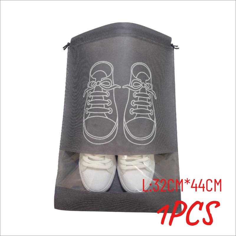 10PC Shoe Storage Bag, Dustproof and Insect Proof Non-woven Fabric Tightening Bag, Transparent Travel Shoe Storage Device