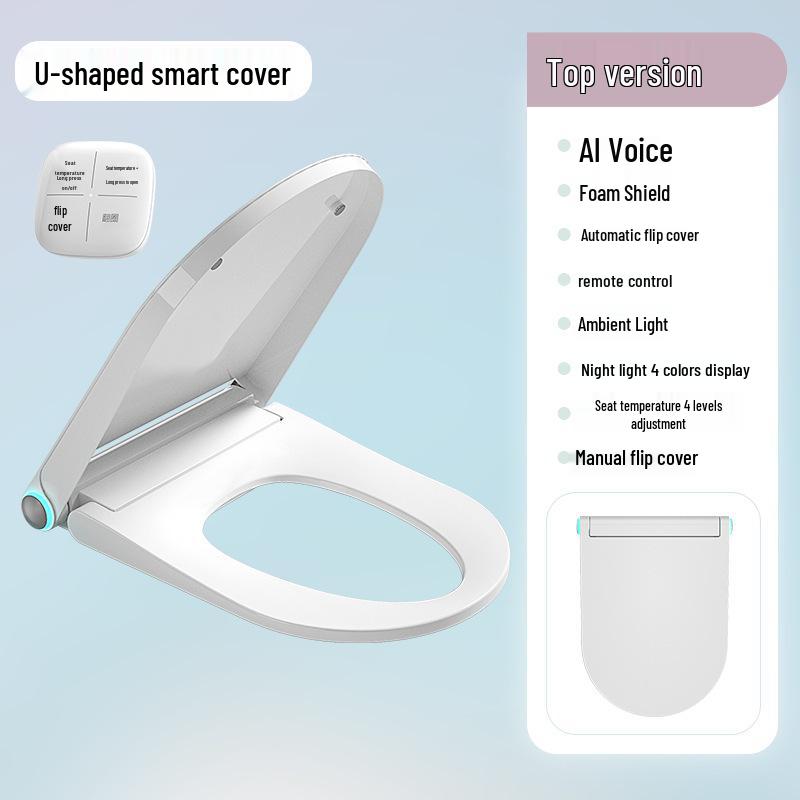 Intelligent Heated Toilet Seat with Automatic Flushing and Night Light - Fits U & V-Shaped Toilets