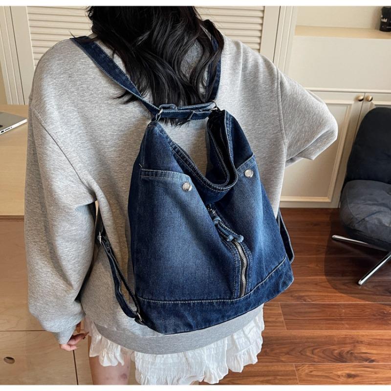 Denim Bag Casual Women's Bag Large-capacity Retro Tote Bag Soft Bag Fashionable Single-shoulder Crossbody Bag