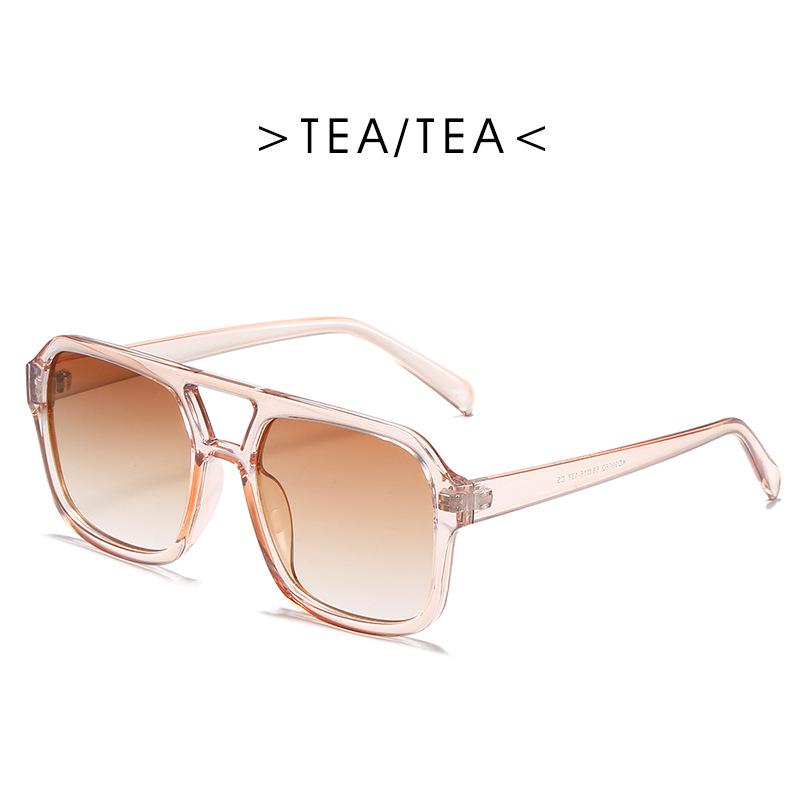 "Trendy Retro Double Beam Ocean Lens Sunglasses with Large Frame"