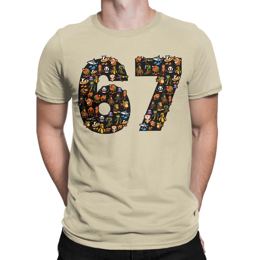 67 Six Seven Italian Brainrot Men T Shirt Novelty Tees Short Sleeve Crewneck TShirts Pure Cotton Gift Clothes