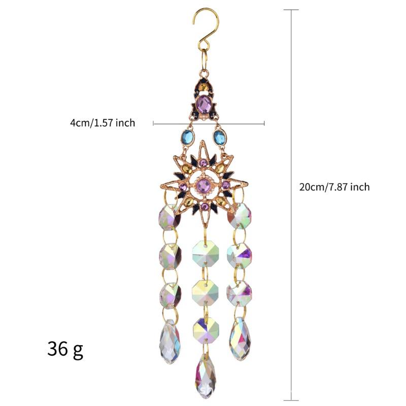 

1/4pcs Home Decoration Pendants Colorful Diamond Sun Moon Stars Heart Sun Catcher Crystal Wind Chime Modern and Simple Gift