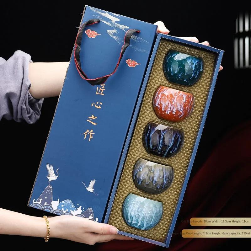 5 Dracheneier Teetasse Ofenvariationen Teetasse Heimkeramik Teeservice Meistertasse Chinesische Kung-Fu-Teeschale Geschäftsgeschenk Büro Zuhause