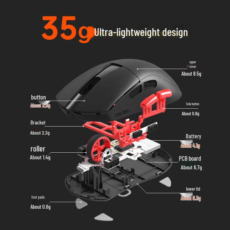 DAREU A950 Air Dual-Mode Lightweight Gaming Mouse