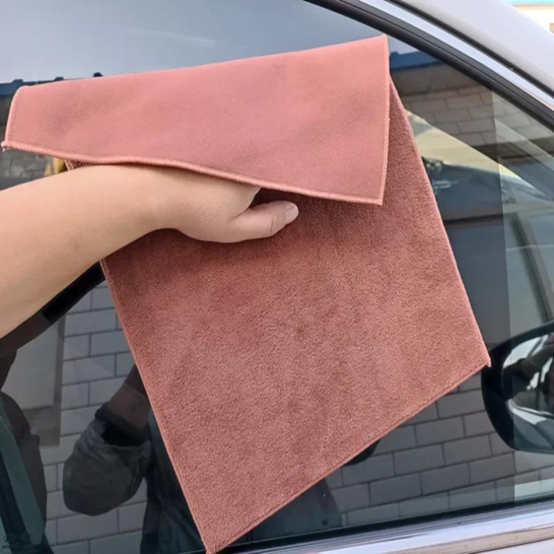 

Suede Double-sided Absorbent Car Drying Towel Glass Cleaning Cloth For Windows Cars Kitchen Mirrors Traceless Reusable 30CMx30CM коричневий