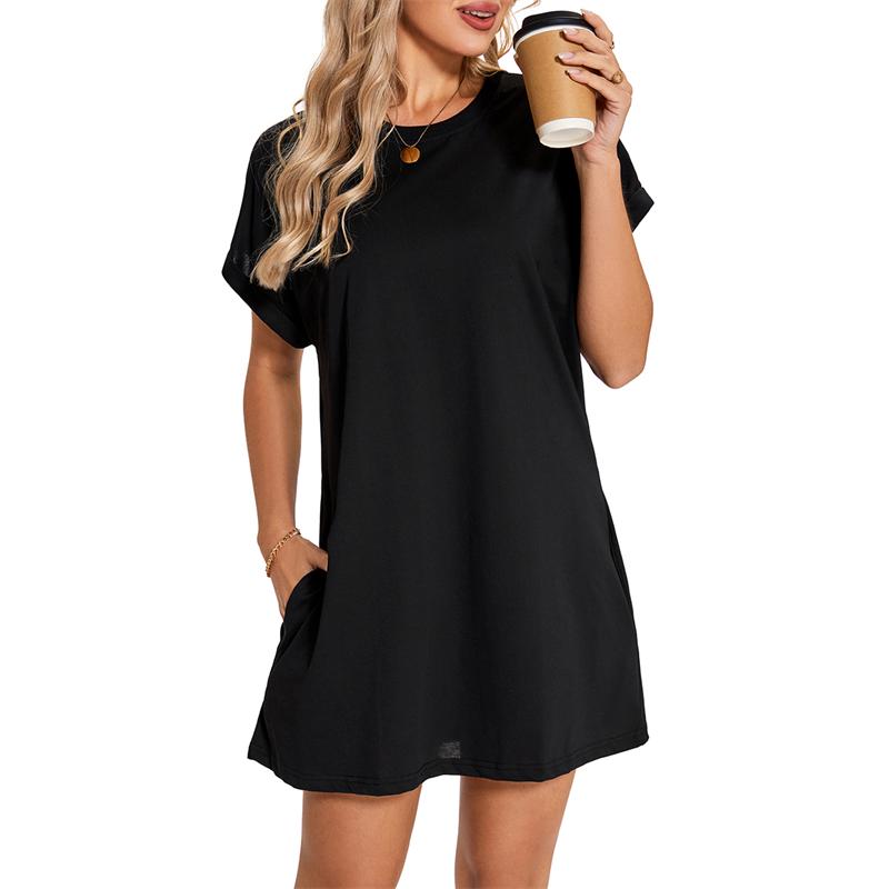 Solid Color Short Sleeve Plus Size Multiple Colors Women's Dress Summer Loose Women's Dress Pattern