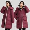 Padded Clothes Women's Winter New Hooded Medium and Long Contrasting Colors Loose Thickened Padded Jacket Padded Clothes Women's Trend