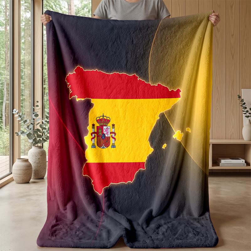 Spain football Printed Flannel Blanket Skin Friendly Warm Decorative Throw for Indoor Couch Bed Daily Use