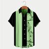 New Men's Shirt Summer Bowling Shirt Note Pattern Printed Daily Short Sleeve Button Comfortable Casual Men's Clothing