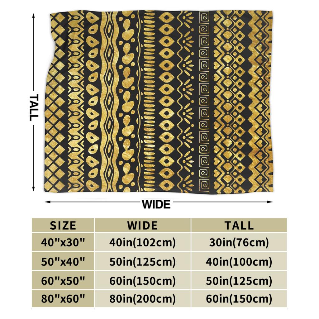 Tribal Artwork African Art Black And Gold Flannel Throw Blanket Blanket for Sofa Bedroom Warm Bed Rug,