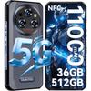 OUKITEL WP35 Pro Smartphone Robuste 5G 36Go+512Go 6.6" FHD+ 11000mAh 64MP Caméra Telephone Incassable Android 14 Dual SIM/NFC, Gris