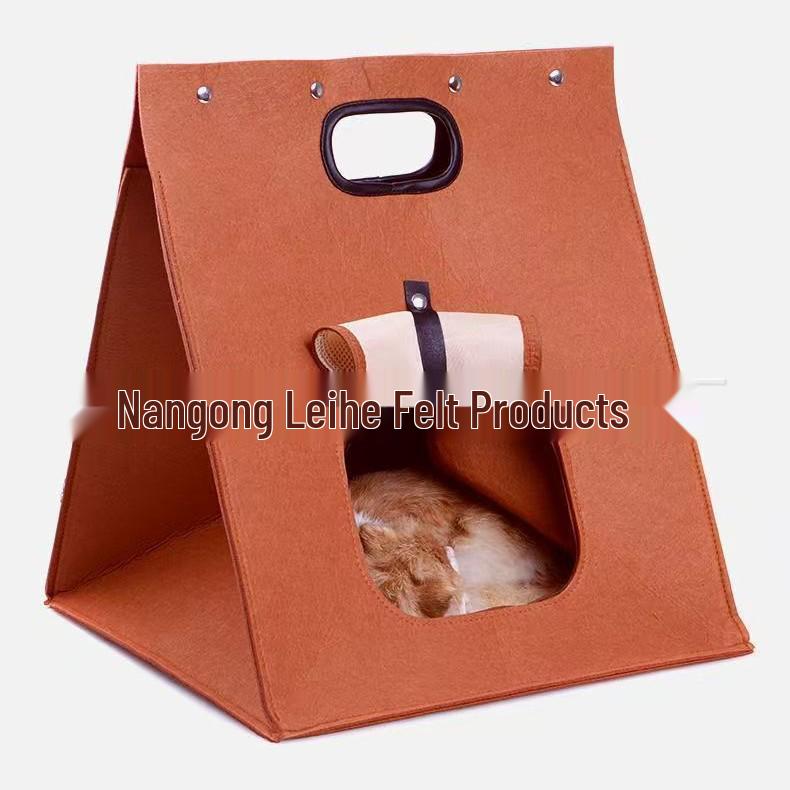 Multifunktionales tragbares Filz-Katzenbett: Waschbar, Faltbar, Warm und Bequem