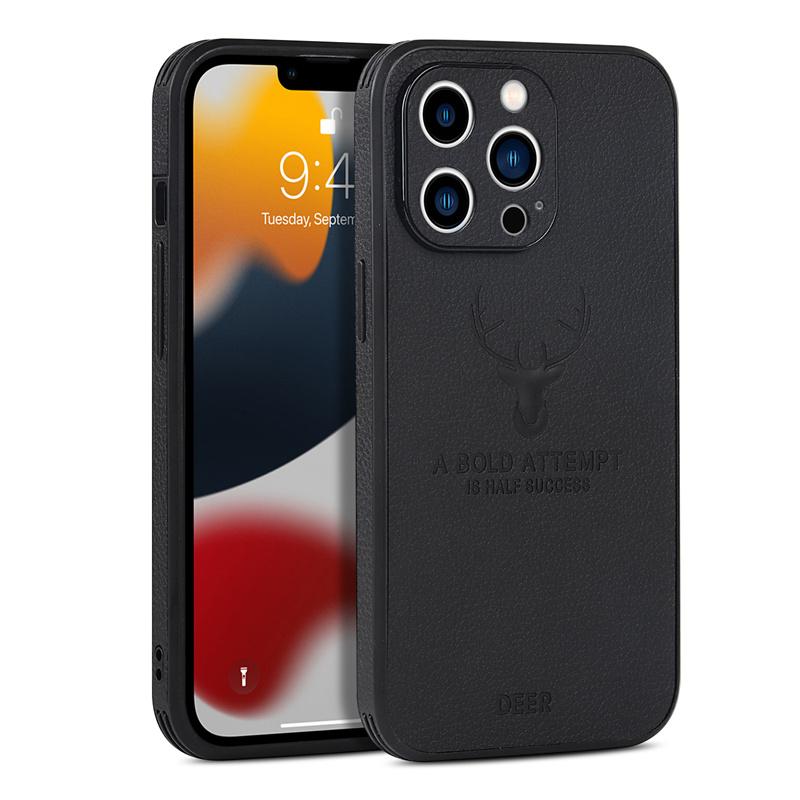 Luxury Business Leather Bumper Case For iPhone 15 14 13 12 11 Pro Max Mini XR XS X 8 7 Plus SE Shockproof Soft Deer Cover Funda