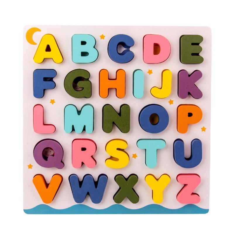 Macaron Color Wooden Alphabet & Number Puzzle for Children's Early Education, Ages 3-6
