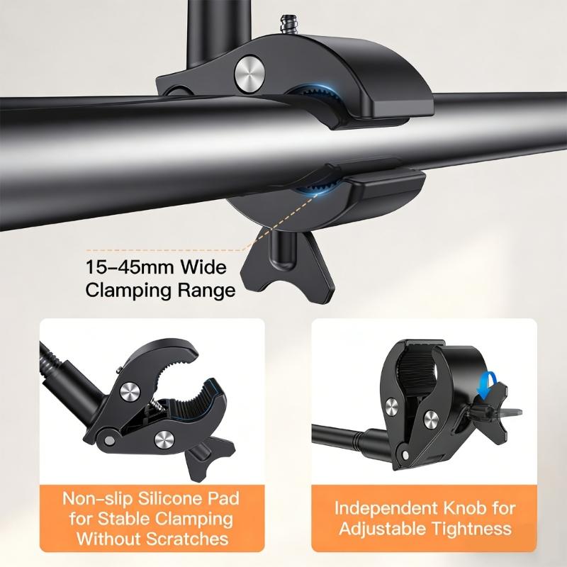 360 Degree Rotating Mobile Phone Clamp/Magnetic Holder Gooseneck Bracket for Cellphone Tablet Exercise Bike Phone Mount