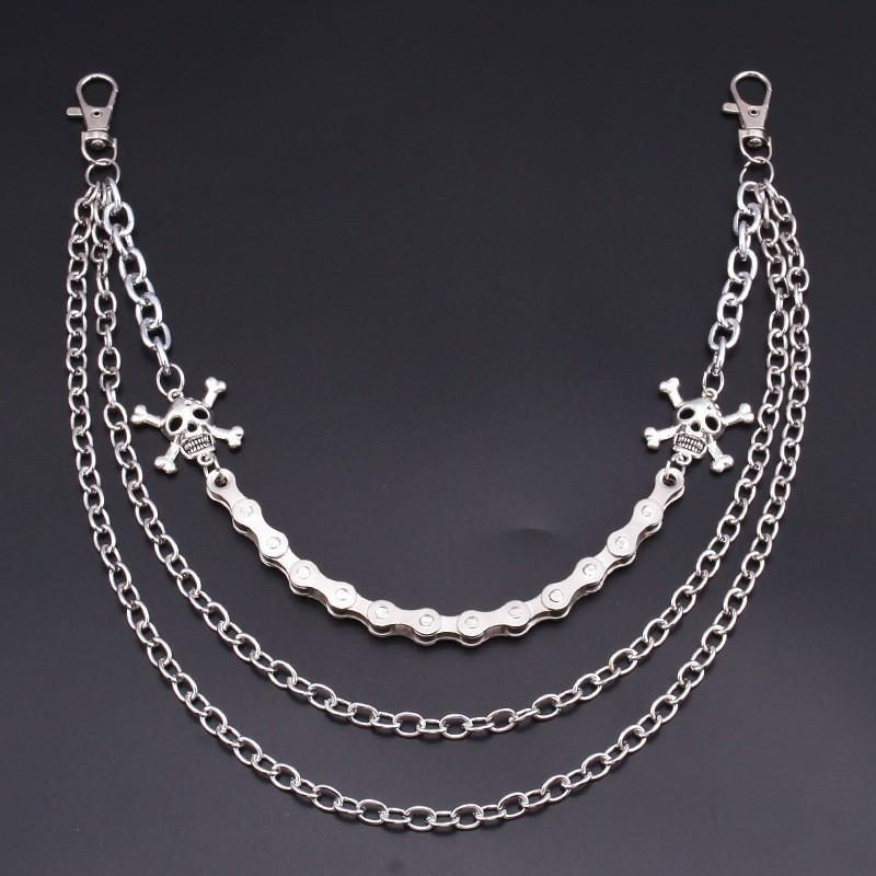 Punk Totenkopf Mehrschichtige Metallgürtelkette für Männer und Frauen Hip Hop Nachtclub Stil Accessoires