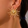1 Pair Of Sun Earrings, Alloy Vintage Sun Ear Jewelry Decor For Daily Wear Dating, Gift For Women