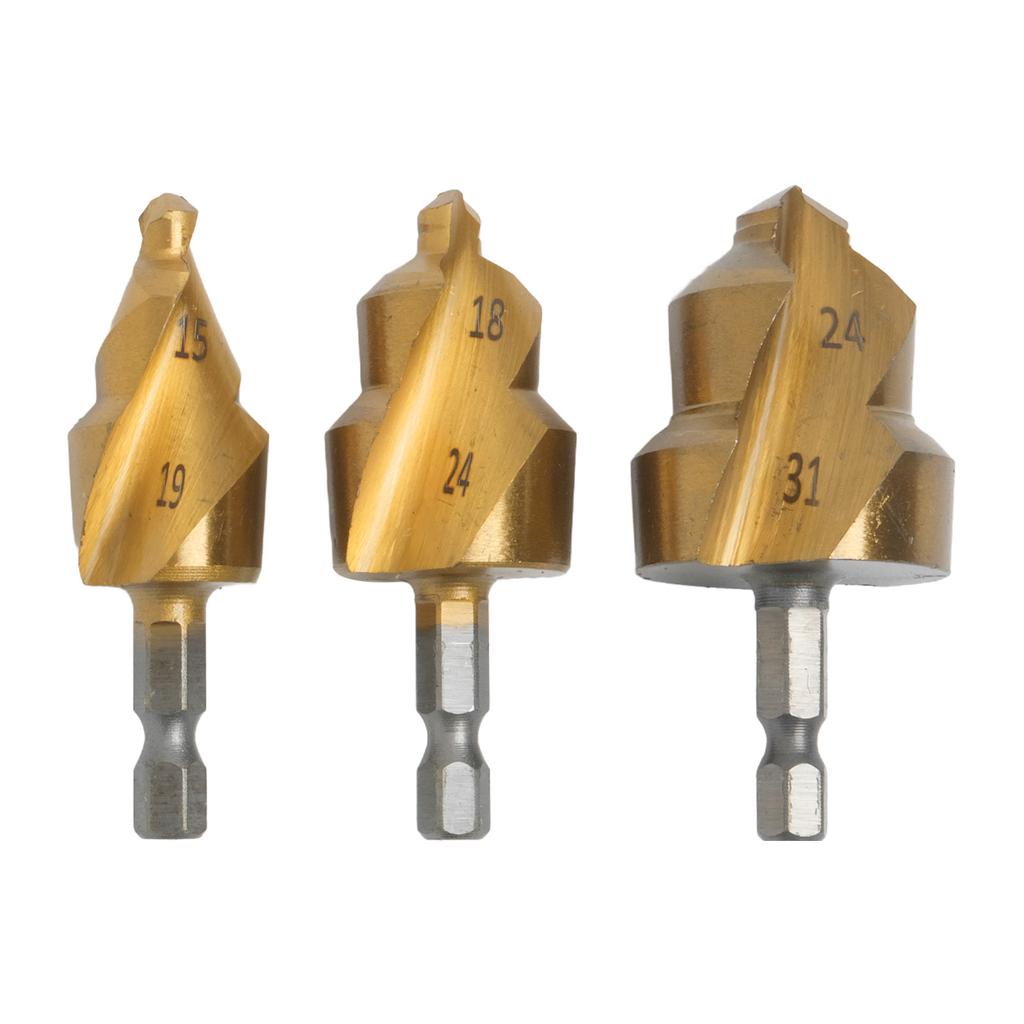 3pcs Water Pipe Expansion Drill PPR Lifting Drill Bit Hexagon Shank Step Drill Bits Plumber Electrician Pipe Drilling Bit