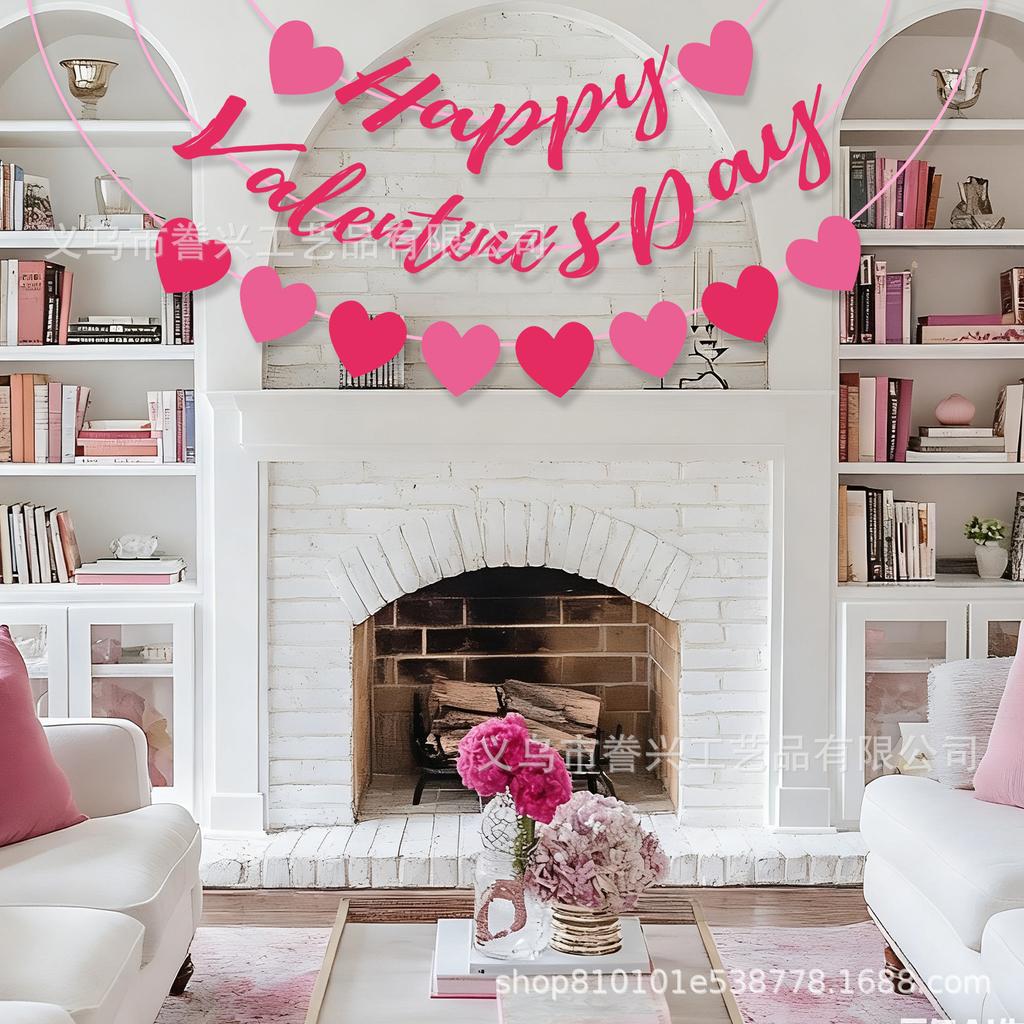 Valentine'S Day Party Flag Love Valentine'S Day Couple Holiday Decoration Flag Party Decoration Banner