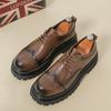 Mode Retro Herren Klassische Brogue Lederschuhe Dunkelbraun Dicksohlige Langlebige Schnürschuhe Business Büroschuhe Gesellschaftsschuhe Herrengrößen 38-46