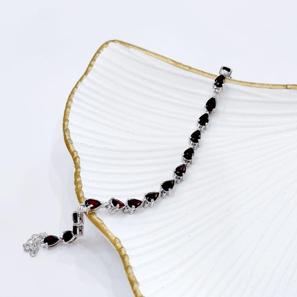 Silver Bracelet with Natural Garnet 8.458ct, Product Weight 8.01g (2163060)