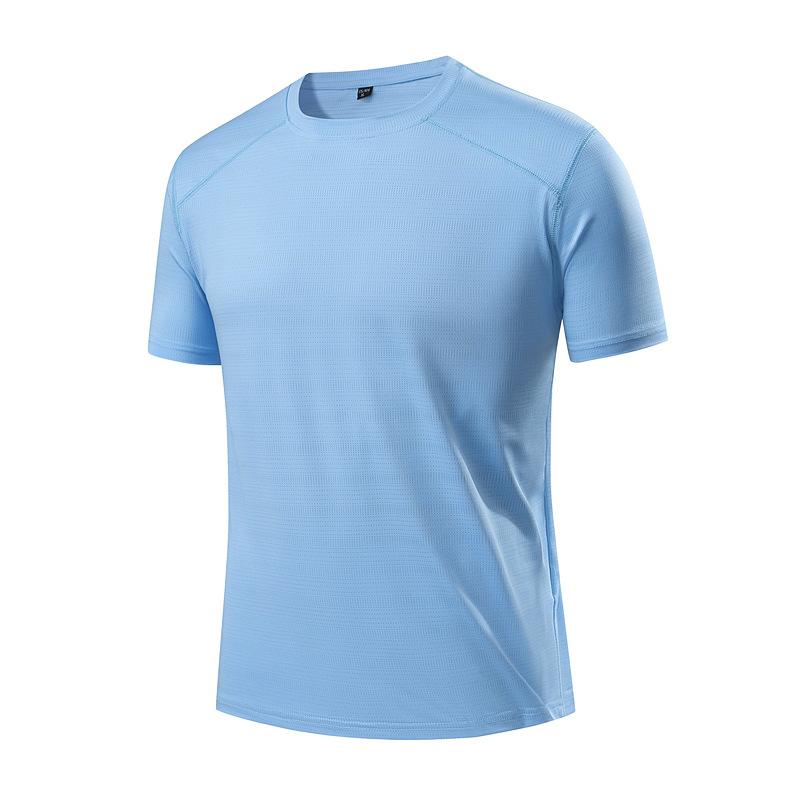 Large Size Short Sleeved T-shirt for Men's Summer Sports and Leisure, Ice Silk Half Sleeved T-shirt for Men's Solid Color Quick Drying Clothes